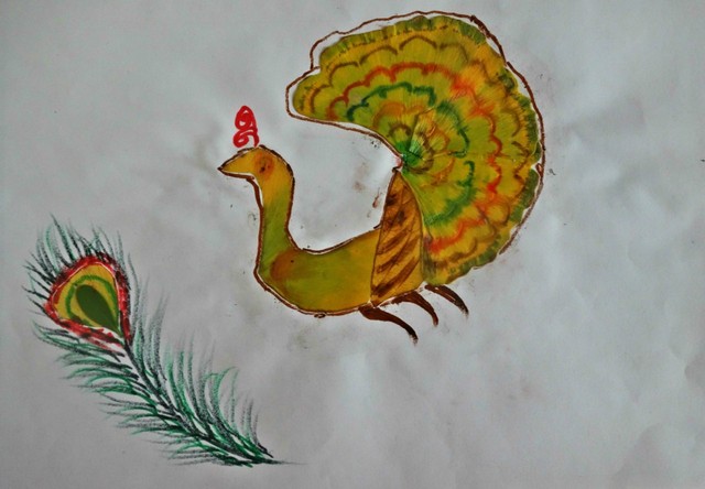 美丽的树叶拼贴画 孔雀