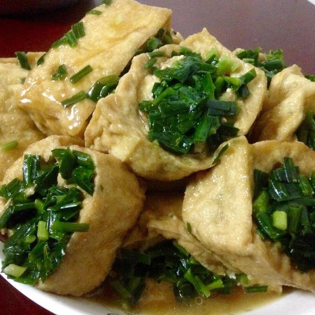 韭菜酿豆腐